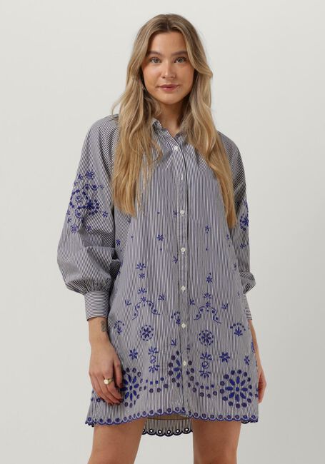 Blaue SCOTCH & SODA Minikleid STRIPED SHIRT DRESS WITH EMBROIDERY IN ORGANIC COTTON - large