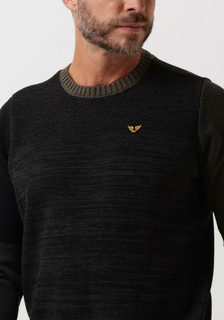 Schwarze PME LEGEND Pullover LONG SLEEVE R-NECK COLORBLOCK MIXED YARNS - large