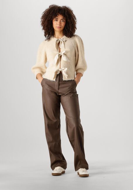 Ecru CO'COUTURE Pullover CORALIE CC BOW RIB CARDIGAN - large