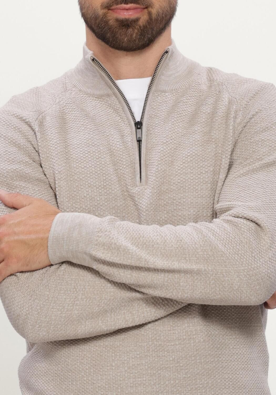 Beige GENTILUOMO Pullover TURTLE ZIP LS - large