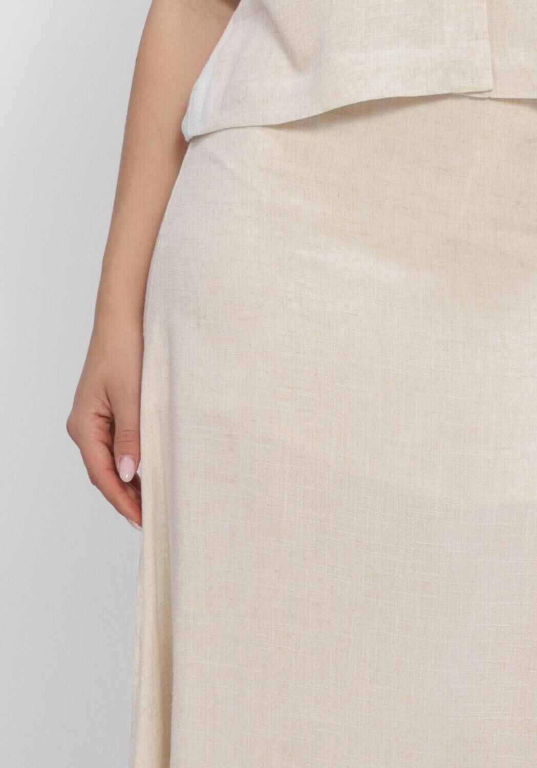 Beige SELECTED WOMEN Maxirock SLFVIVA HW ANKLE LINEN BLEND SKIRT - large