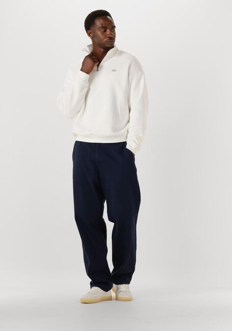 Weiße LACOSTE Sweatshirt LOOSE FIT ZIP NECK FLEECE SWEATSHIRT - large