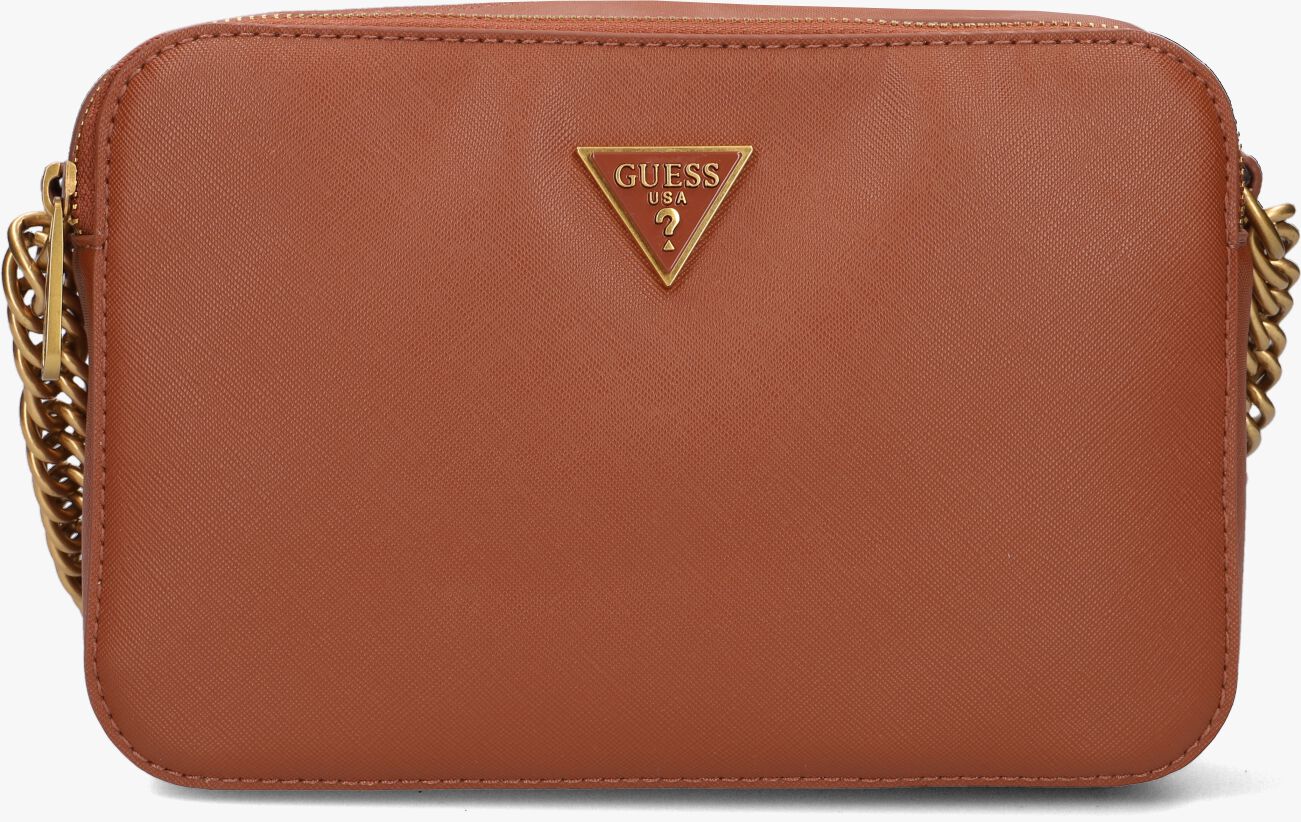 Cognacfarbene GUESS Umhängetasche AURA CAMERA BAG Omoda