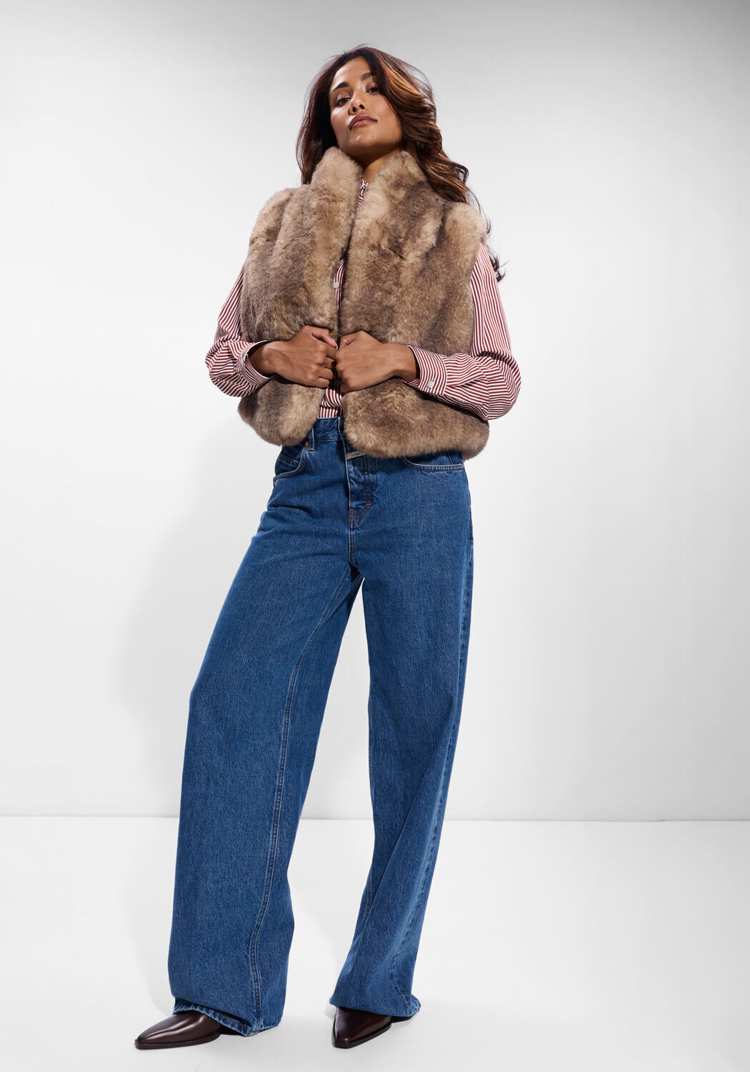 Sand VANESSA BRUNO Fake-Fur-Jack MARCELLO VEST - large