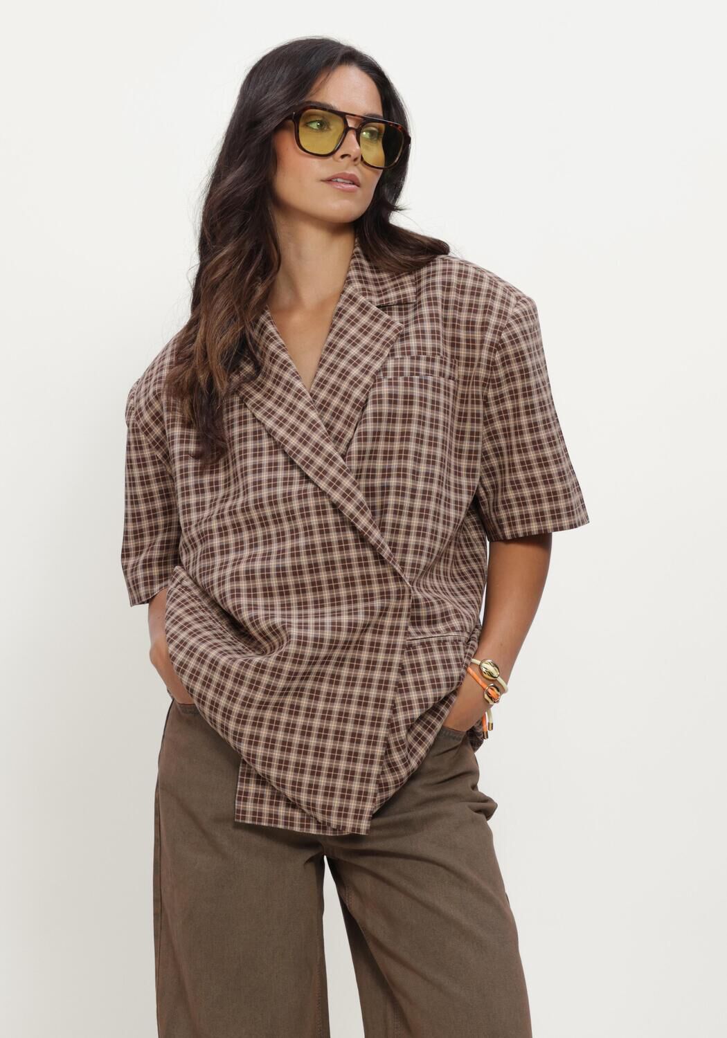 Braune REFINED DEPARTMENT Top LADIES WOVEN OVERSIZED CLOSURE TOP ELLA - large
