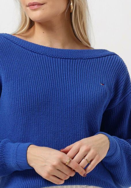 Blaue TOMMY HILFIGER Pullover BOAT NK SWEATER COTTON RIB KNIT - large
