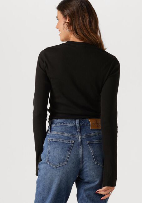 Schwarze CALVIN KLEIN Tops & T-shirts WOVEN LABEL RIB LS TOP - large