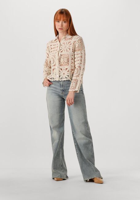 Ecru SUMMUM Strickjacke SHORT CARDIGAN FLOWER CROCHET KNIT - large