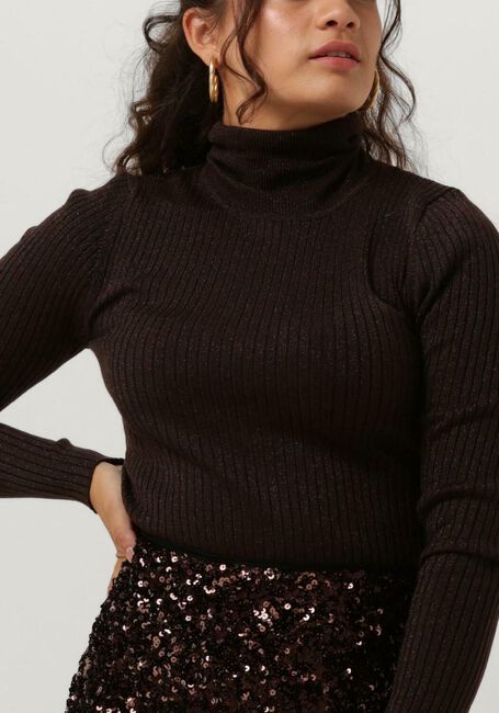 Braune SELECTED WOMEN Rollkragenpullover SLFLYDIA LS KNIT ROLLNECK LUREX B - large