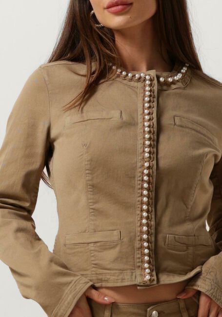Beige LIU JO Jack DRILL STRETCH MIX JACKET - large