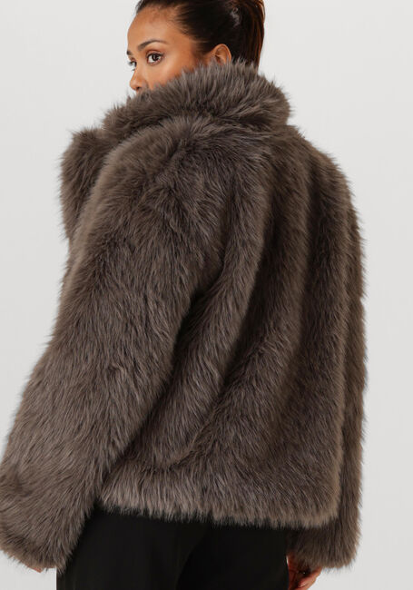 Taupe OBJECT Fake-Fur-Jack OBJISADORA L/S LO HAIRY COAT - large