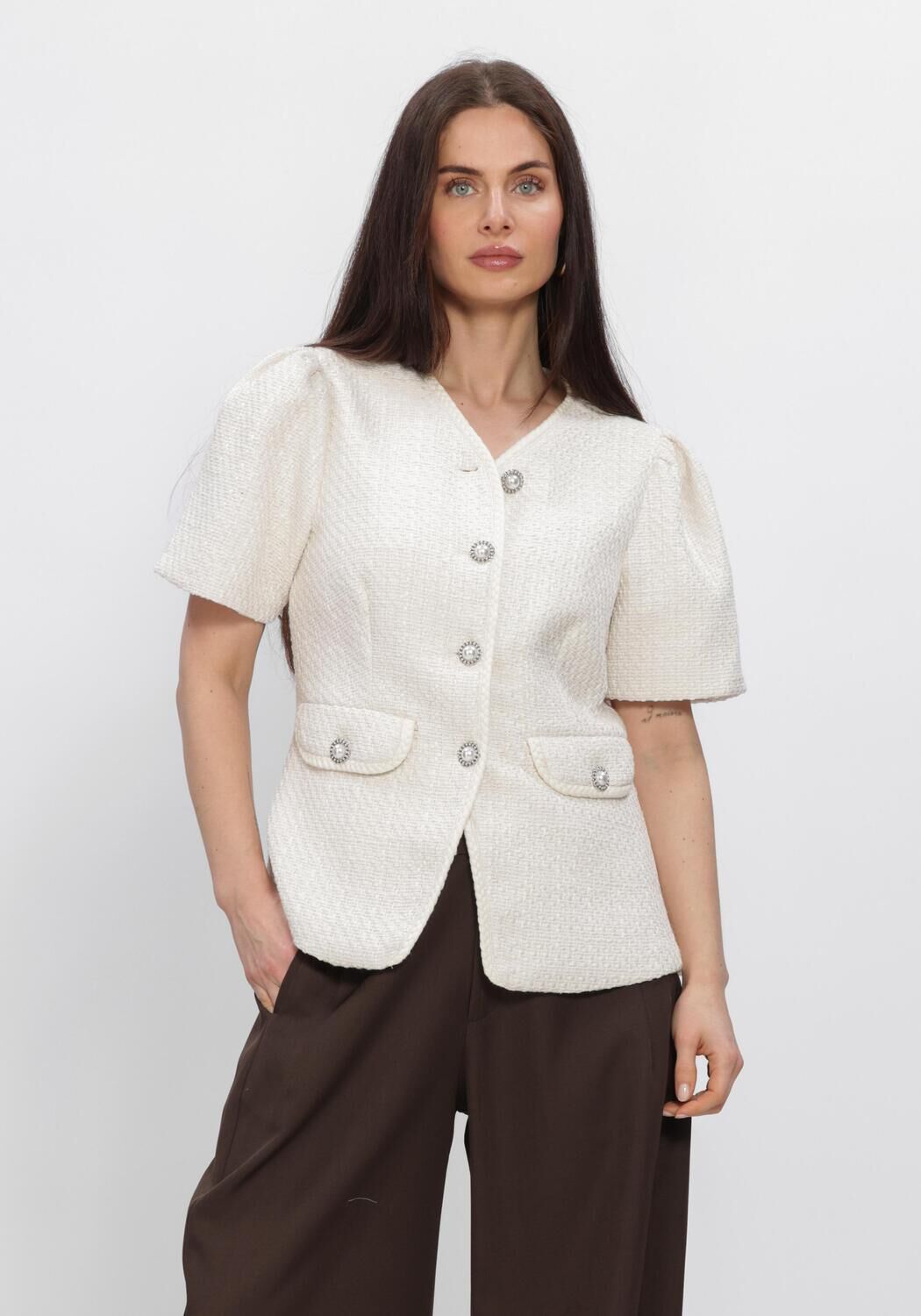 Wei&szlig;e NEO NOIR Blusen FAINA BOUCLE BLOUSE - large