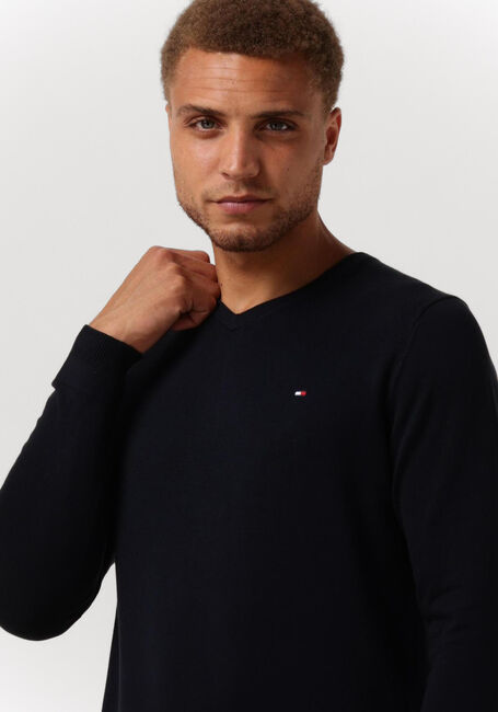 Blaue TOMMY HILFIGER Pullover CORE COTTON-SILK VNECK - large