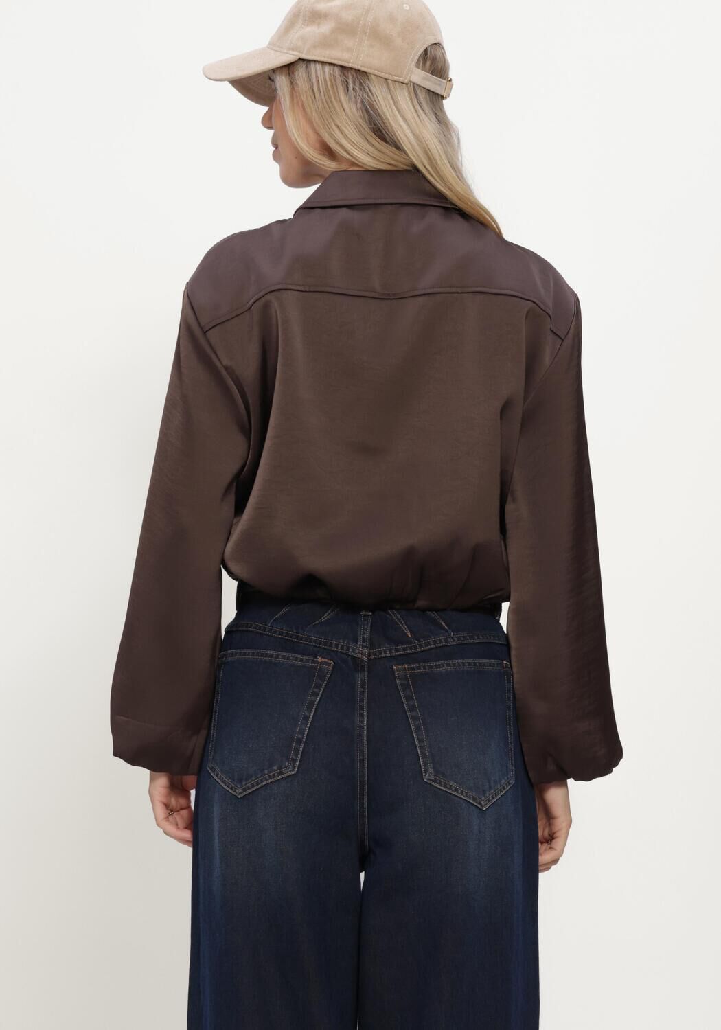 Braune NEO NOIR Jack DENIELLE HEAVY SATEEN JACKET - large