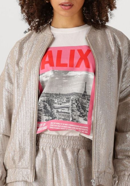 Silberne ALIX THE LABEL Jack LADIES WOVEN FOIL JACKET - large