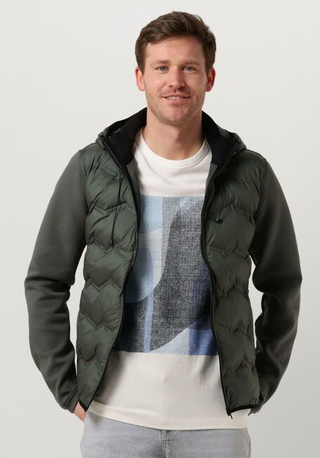 Grüne CAST IRON Wattierte Jack HOODED JACKET TECH JERSEY INTERLOCK - large