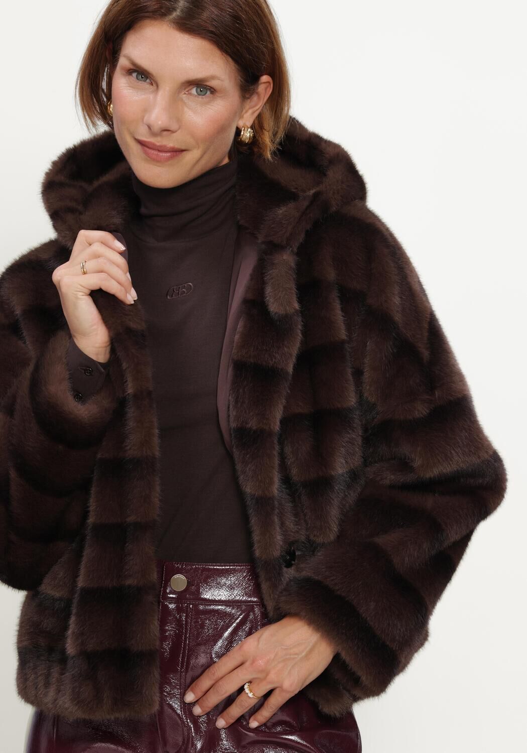 Braune BEAUMONT Fake-Fur-Jack DITA JACKET - large