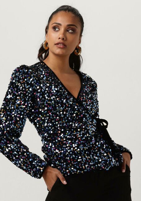 Schwarze Y.A.S. Blusen YASKILLO SEQUIN LS WRAP TOP - large