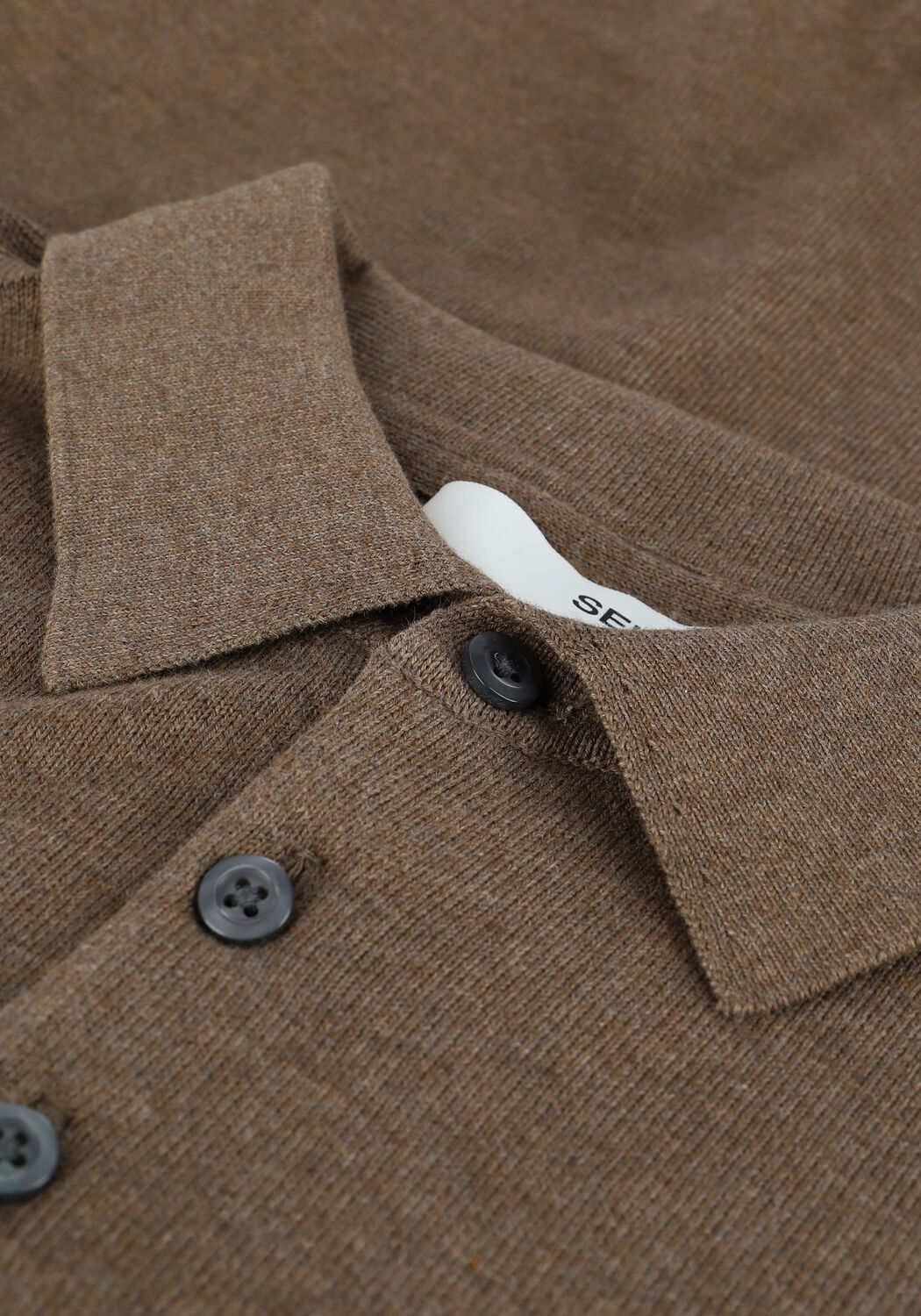 Taupe SELECTED MEN Polo-Shirt SLHBERG LS KNIT POLO NECK B NO - large