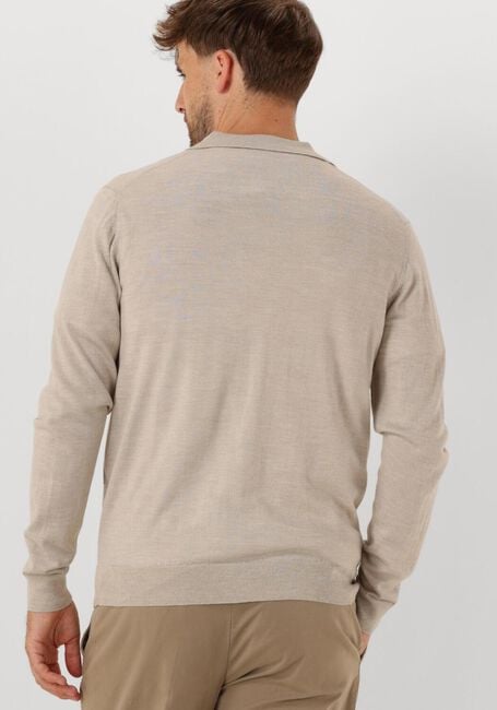 Beige PROFUOMO Polo-Shirt POLO OPEN COLLAR LS MERINO - large