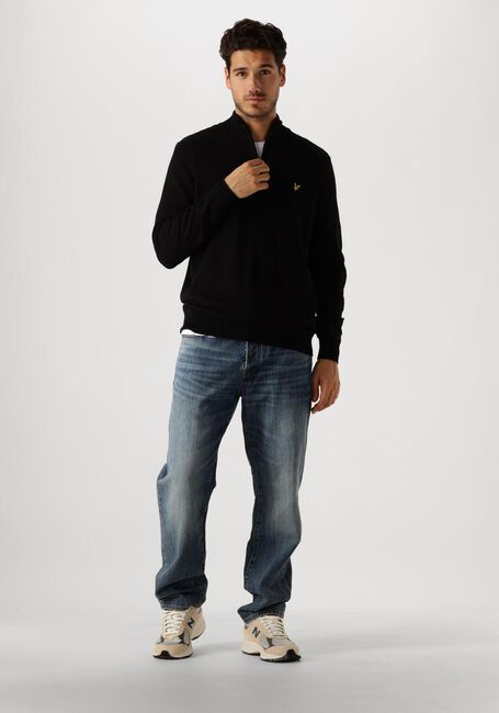 Schwarze LYLE & SCOTT Pullover COTTON MERINO QUARTER ZIP JUMPER - large