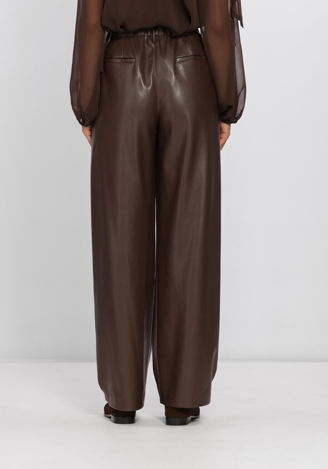 Braune DANTE6 Weite Hose MINORA FAUX LEATHER BARREL PANTS - large