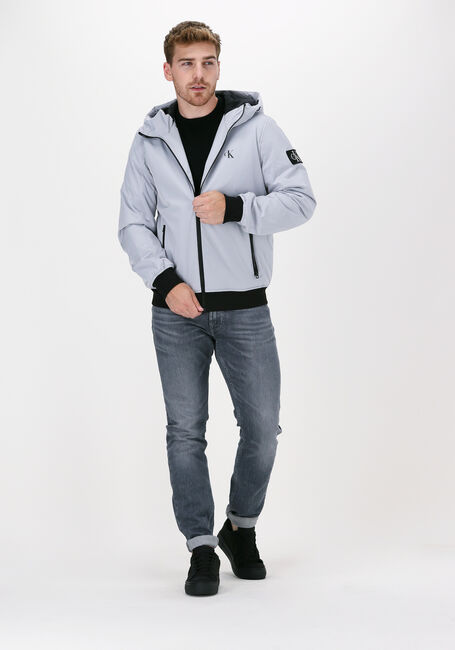 Graue CALVIN KLEIN Wattierte Jack HOODED PADDED HARRINGTON JACKE - large