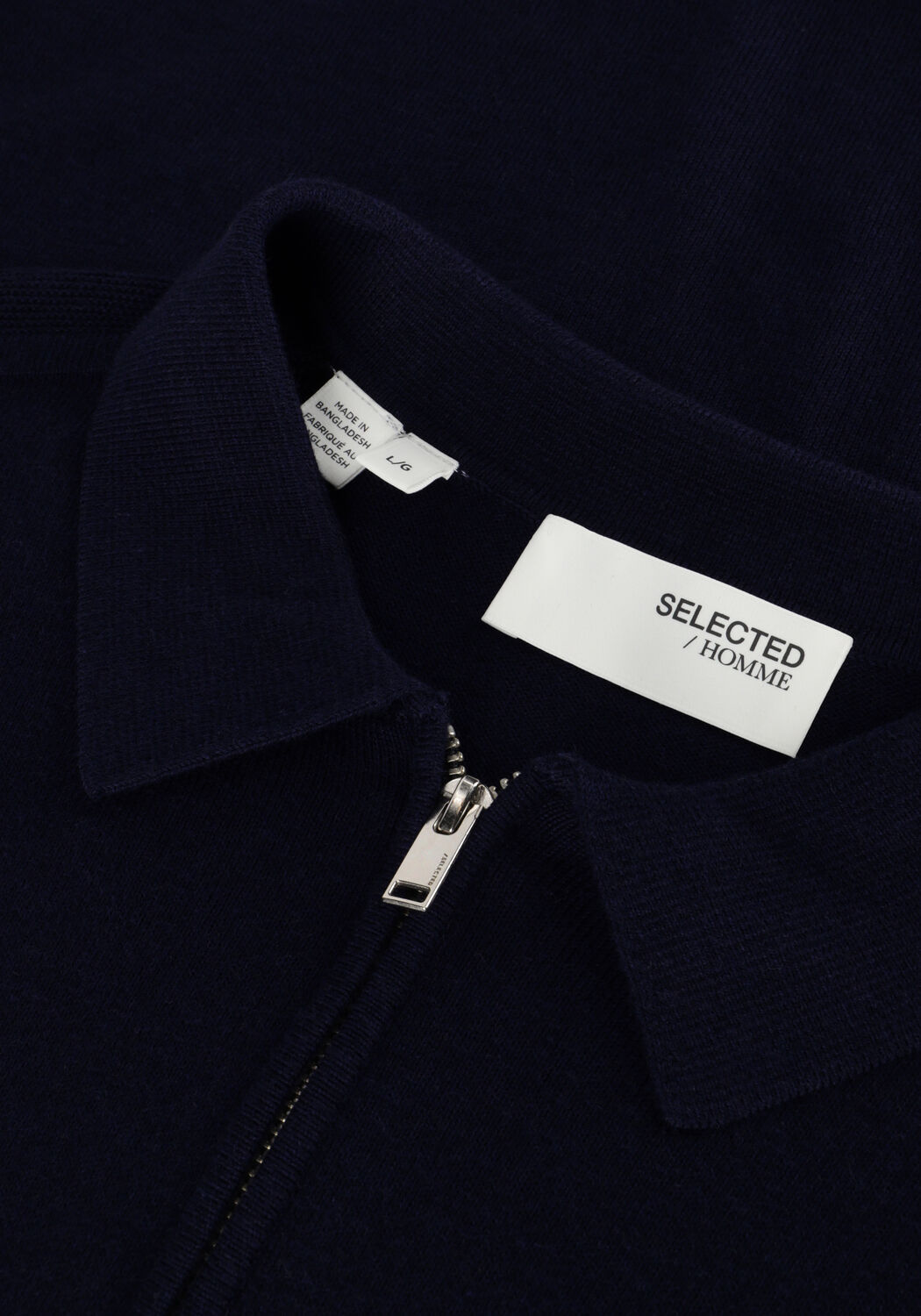 Dunkelblau SELECTED MEN Polo-Shirt SLHBERG LS HALF ZIP POLO - large