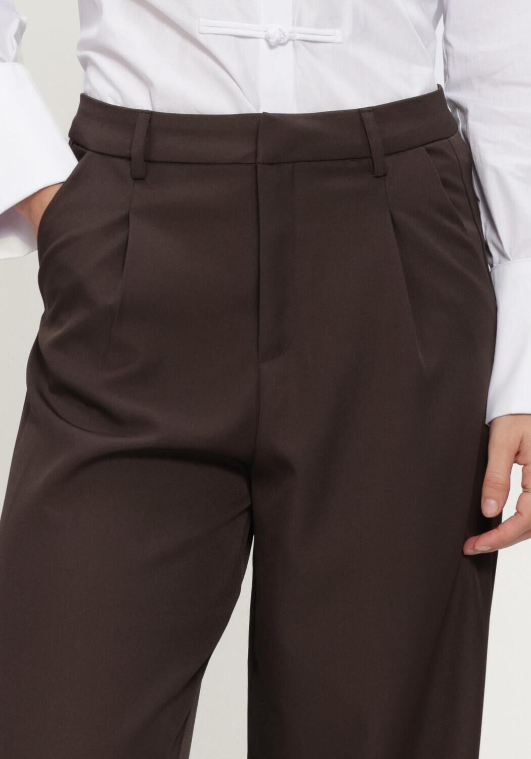 Braune NEO NOIR Hose ISOTTA STRUCTURE TIE PANTS - large