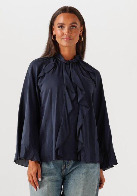 Dunkelblau SUMMUM Blusen TOP RUFFLES COTTON VISCOSE - large