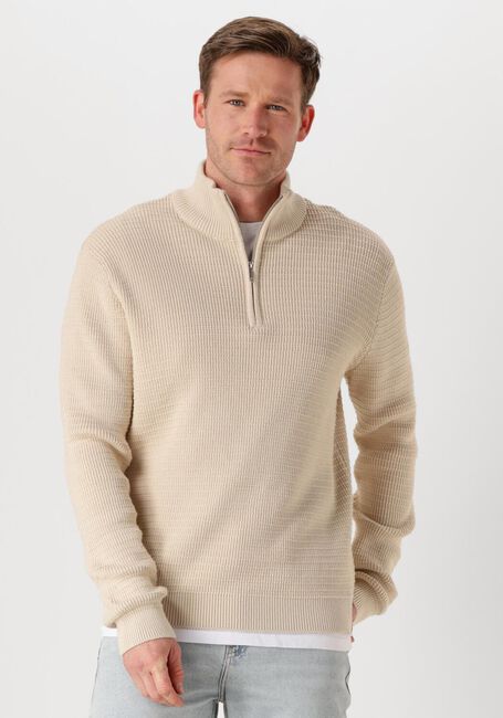 Beige SELECTED HOMME Pullover SLHTHEO LS KNIT STRUCTURE HALF ZIP - large