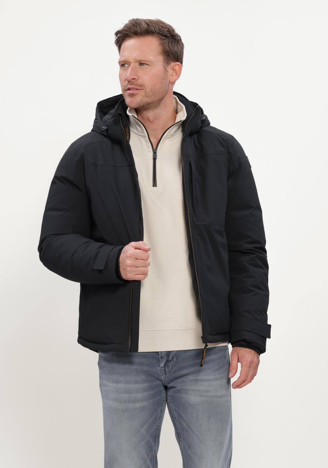 Schwarze PME LEGEND Wattierte Jack SEMI LONG JACKET CREWCAT RIPPER - large