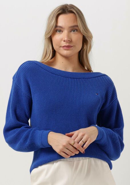 Blaue TOMMY HILFIGER Pullover BOAT NK SWEATER COTTON RIB KNIT - large