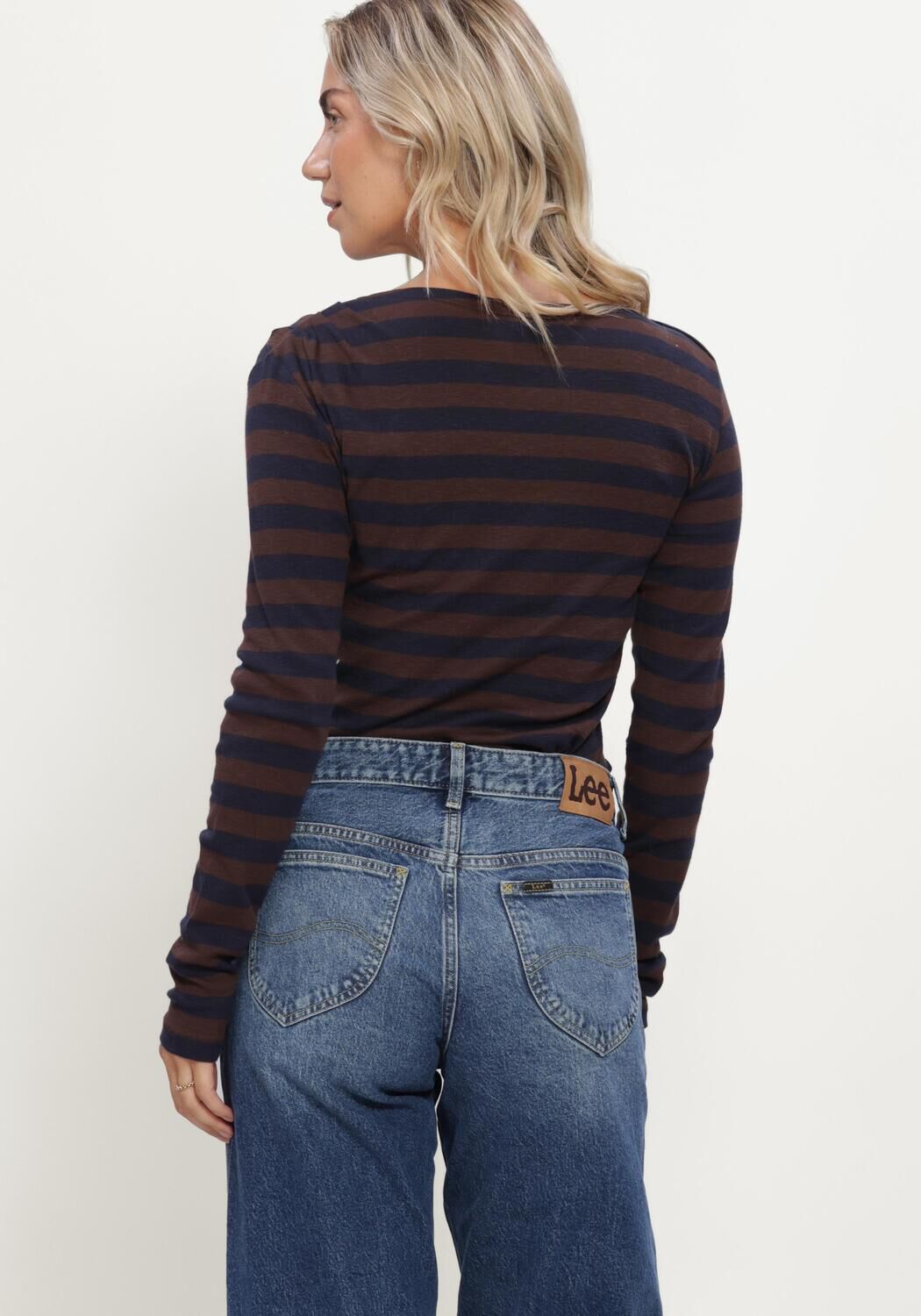 Braune BY-BAR Top LEYA BIG STRIPE TOP - large