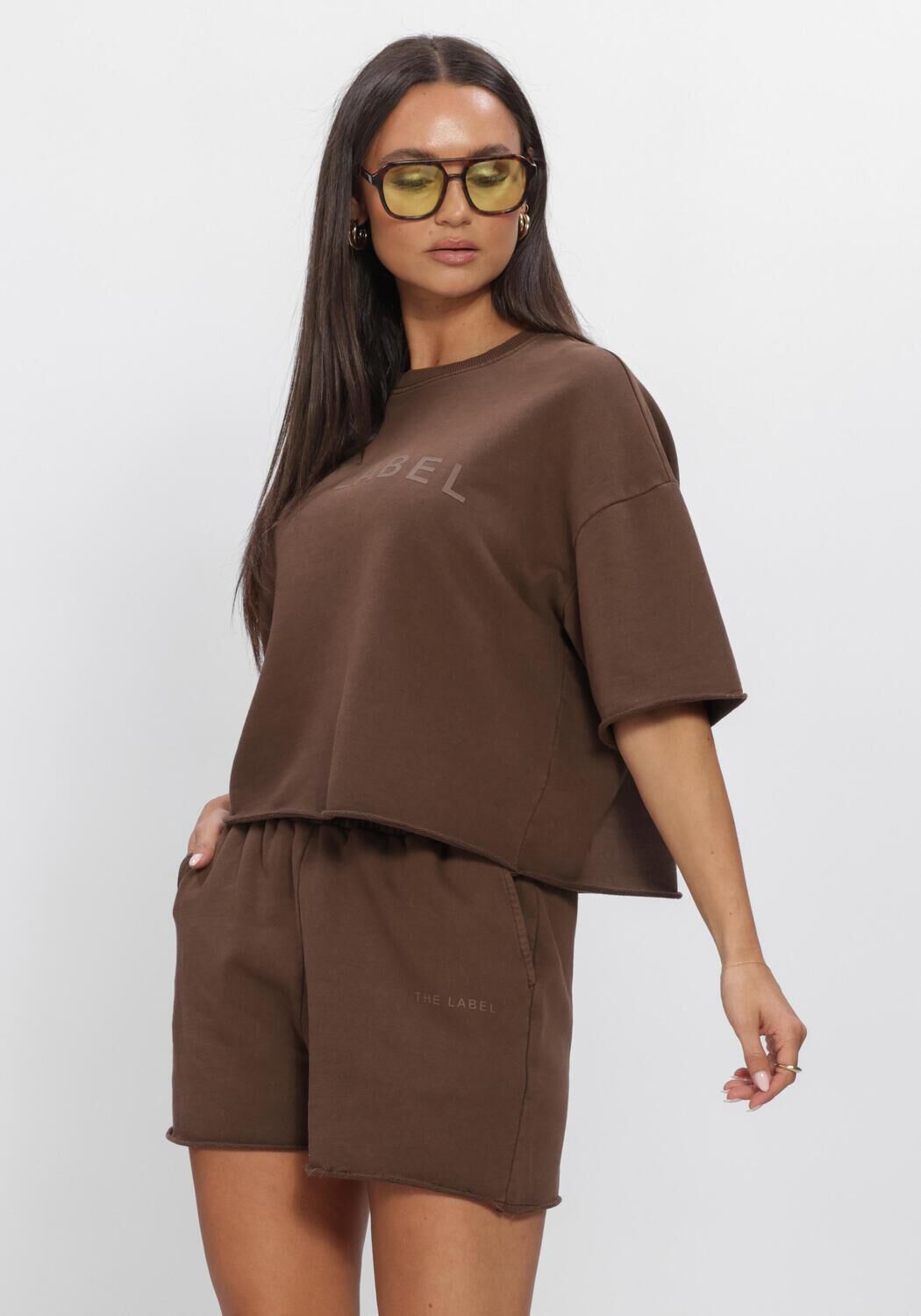 Braune ALIX THE LABEL T-shirt LADIES KNITTED THE LABEL T SHIRT - large