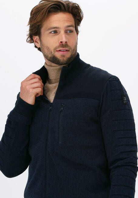 Dunkelblau VANGUARD Strickjacke ZIP JACKET COTTON BONDED MELAN - large