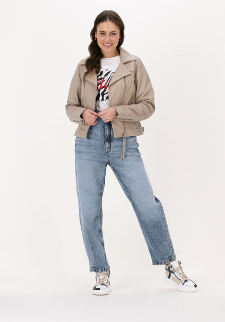 Beige GOOSECRAFT Lederjack JUPITER BIKER - large