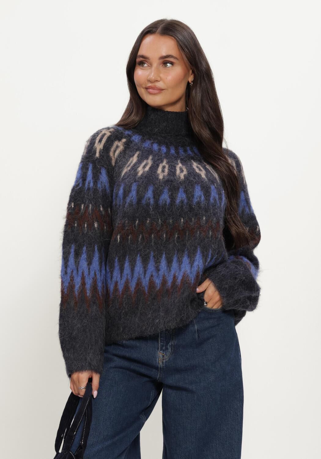 Mehrfarbige/Bunte OBJECT Pullover OBJJAADE DIANA L/S LO KNIT PULLOVER 147 - large