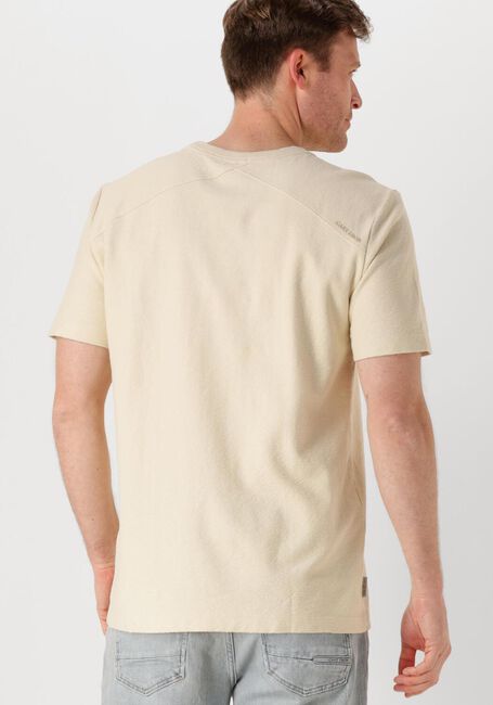 Beige CAST IRON T-shirt SHORT SLEEVE R-NECK REGULAR FIT STRUCTURE COTTON - large