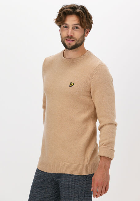 Beige LYLE & SCOTT Pullover CREW NECK LAMBSWOOL BLEND JUMP - large
