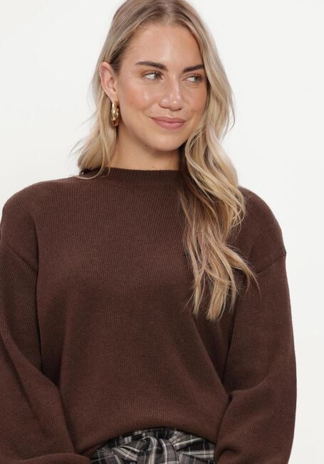 Braune ALIX THE LABEL Pullover & Cardigans LADIES KNITTED SHOULDER PADS PULLOVER - large
