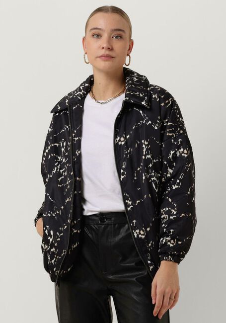 Schwarze ALIX THE LABEL Jack LADIES WOVEN OVERSIZED ANIMAL PADDED BOMBER - large