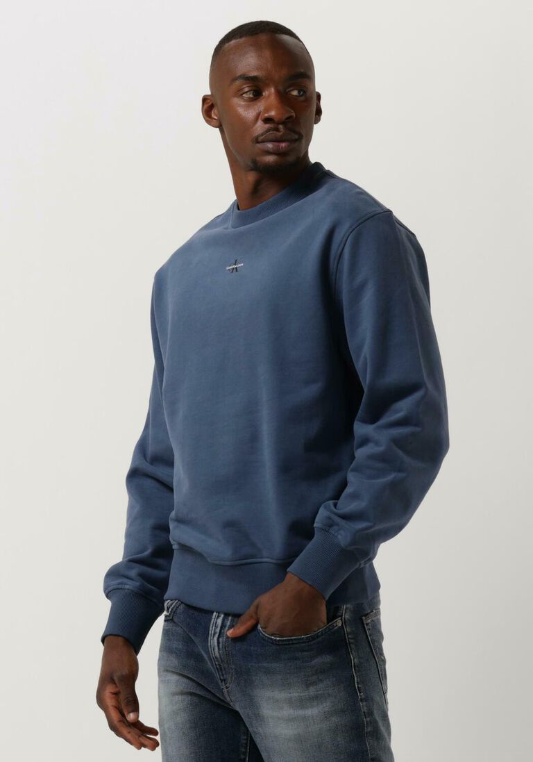 blaue calvin klein pullover micro monologo crew neck
