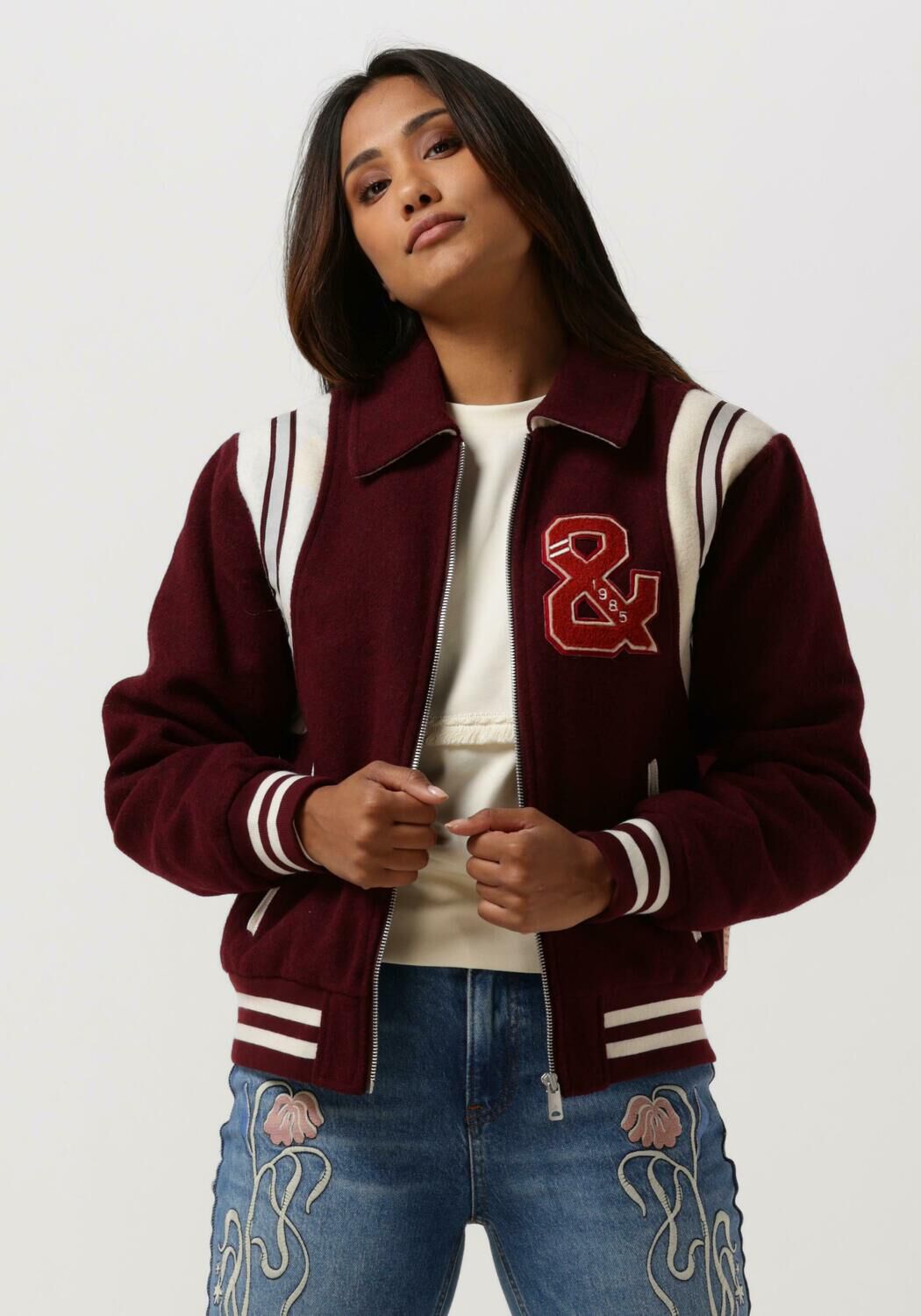 Bordeaux SCOTCH SODA Jack VARSITY JACKET IN WOOL BLEND Omoda