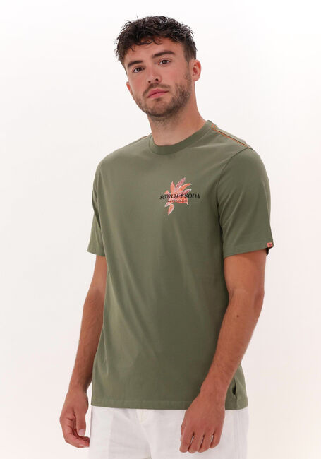 Grüne SCOTCH & SODA T-shirt GRAPHIC CREWNECK JERSEY T-SHIRT - large