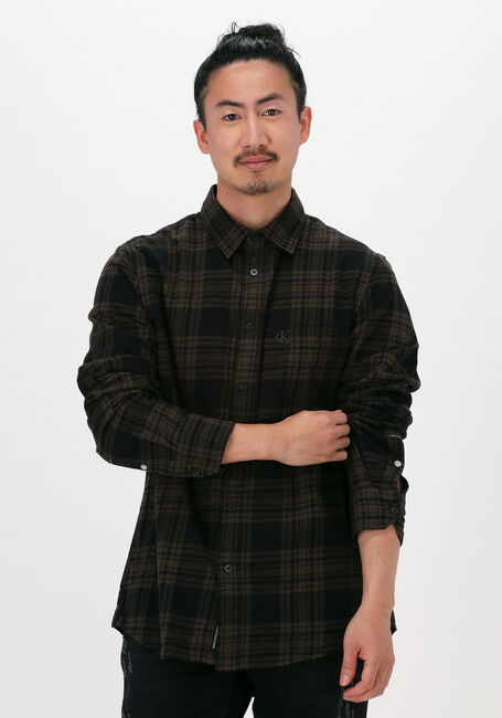 Schwarze CALVIN KLEIN Casual-Oberhemd CHECK REGULAR SHIRT - large