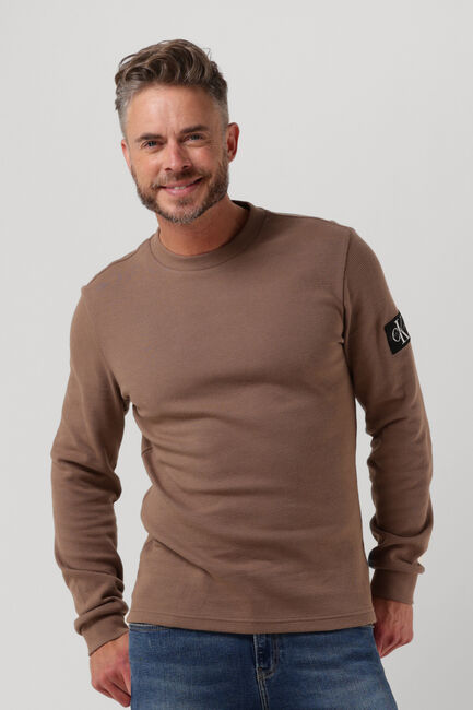 Braune CALVIN KLEIN Sweatshirt MONOLOGO BADGE WAFFLE LS TEE - large