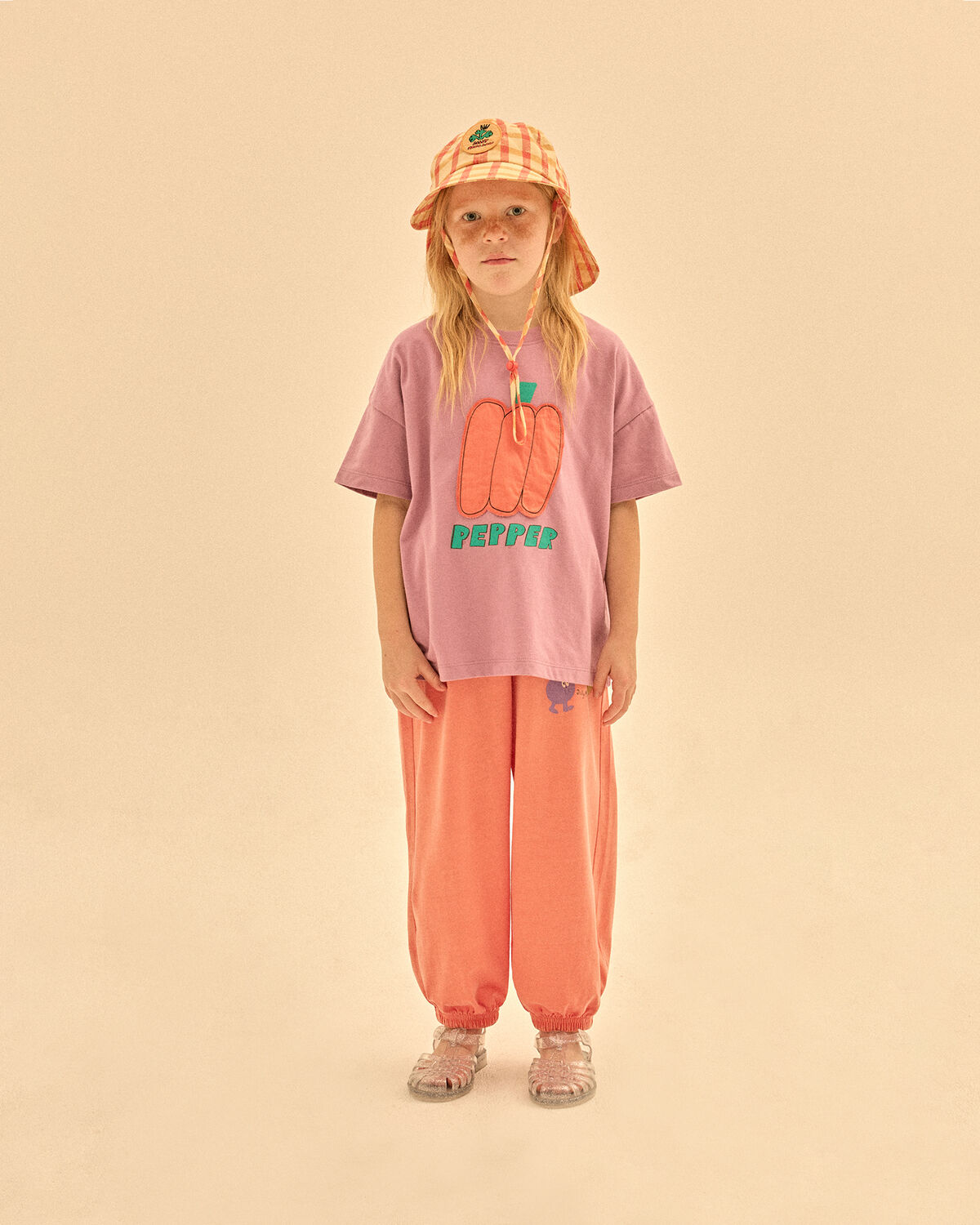 Lilane Jelly Mallow T-shirt BELL PEPPER APPLIQUE T-SHIRT - large