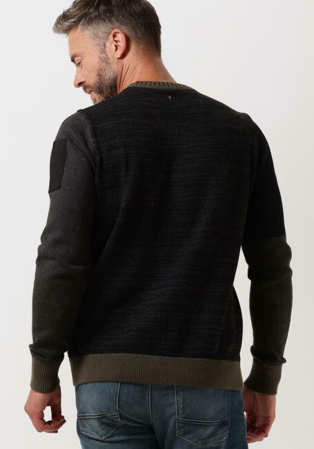 Schwarze PME LEGEND Pullover LONG SLEEVE R-NECK COLORBLOCK MIXED YARNS - large