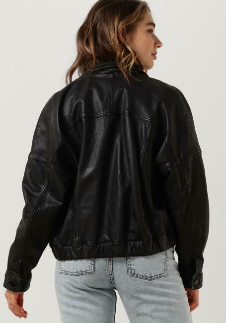 Schwarze GOOSECRAFT Lederjack GC DAISIES JACKET - large